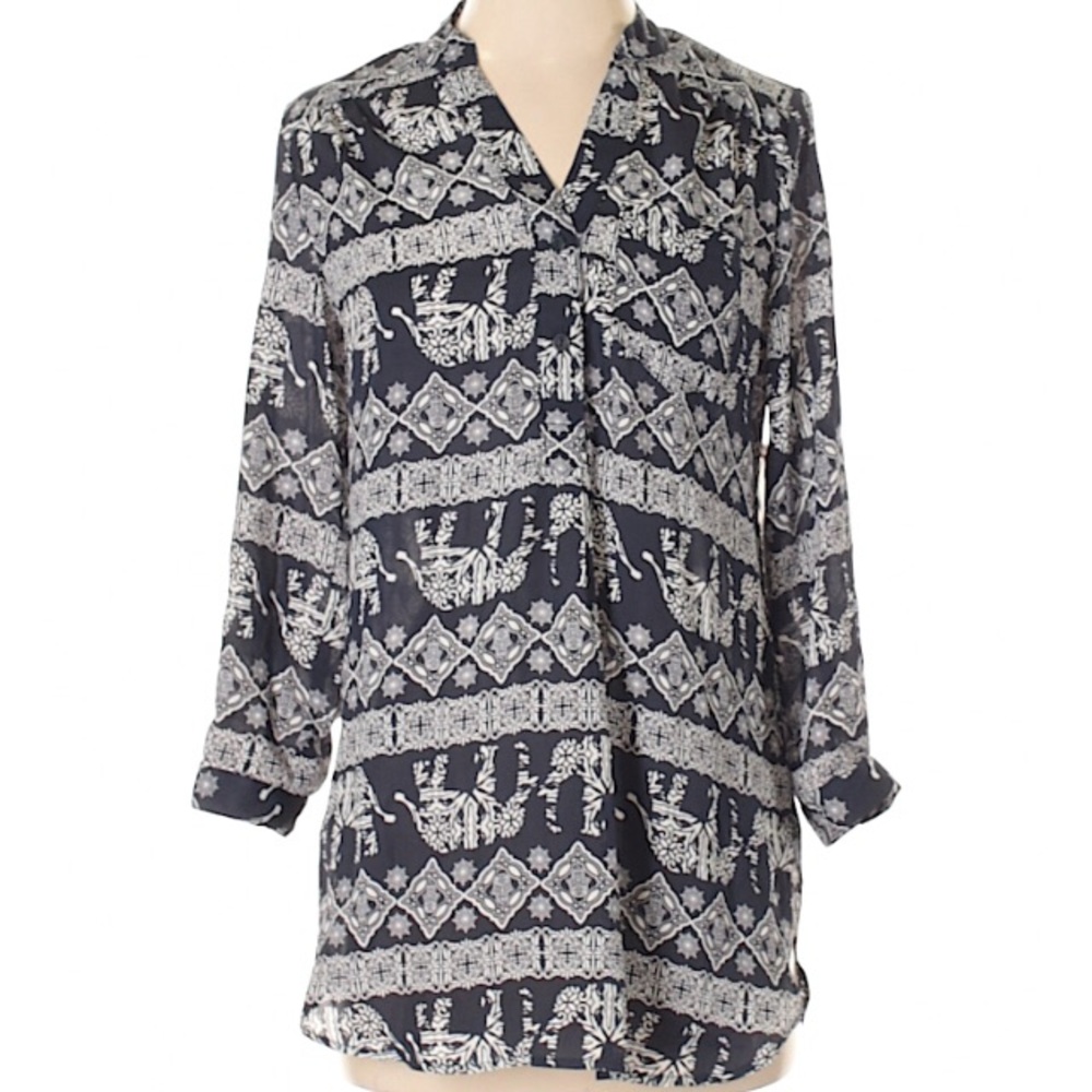 Navy and White Long sleeve Tunic